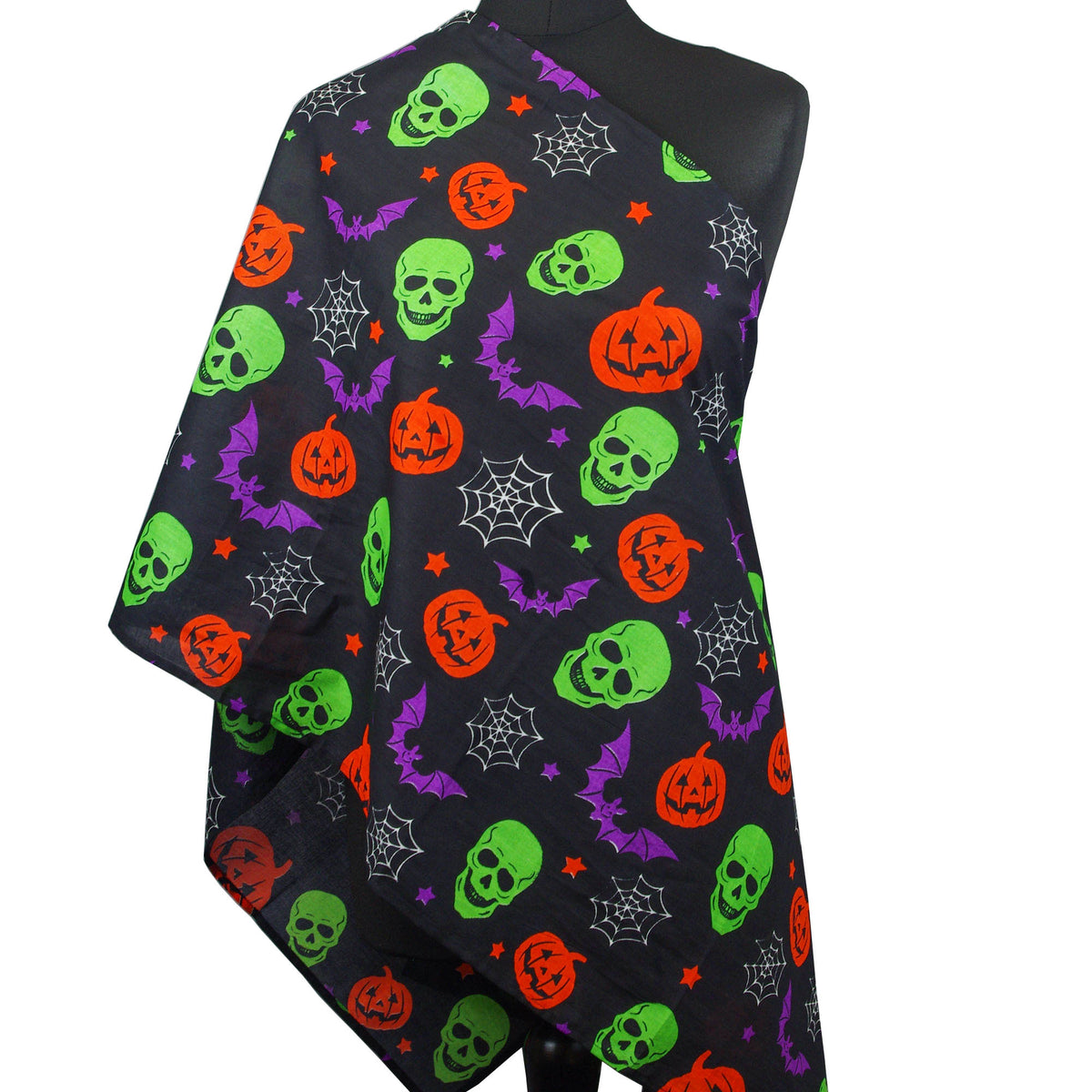 Halloween Spooky Pumpkin & Skull Print Women's Lightweight Scarf - Multi Colour