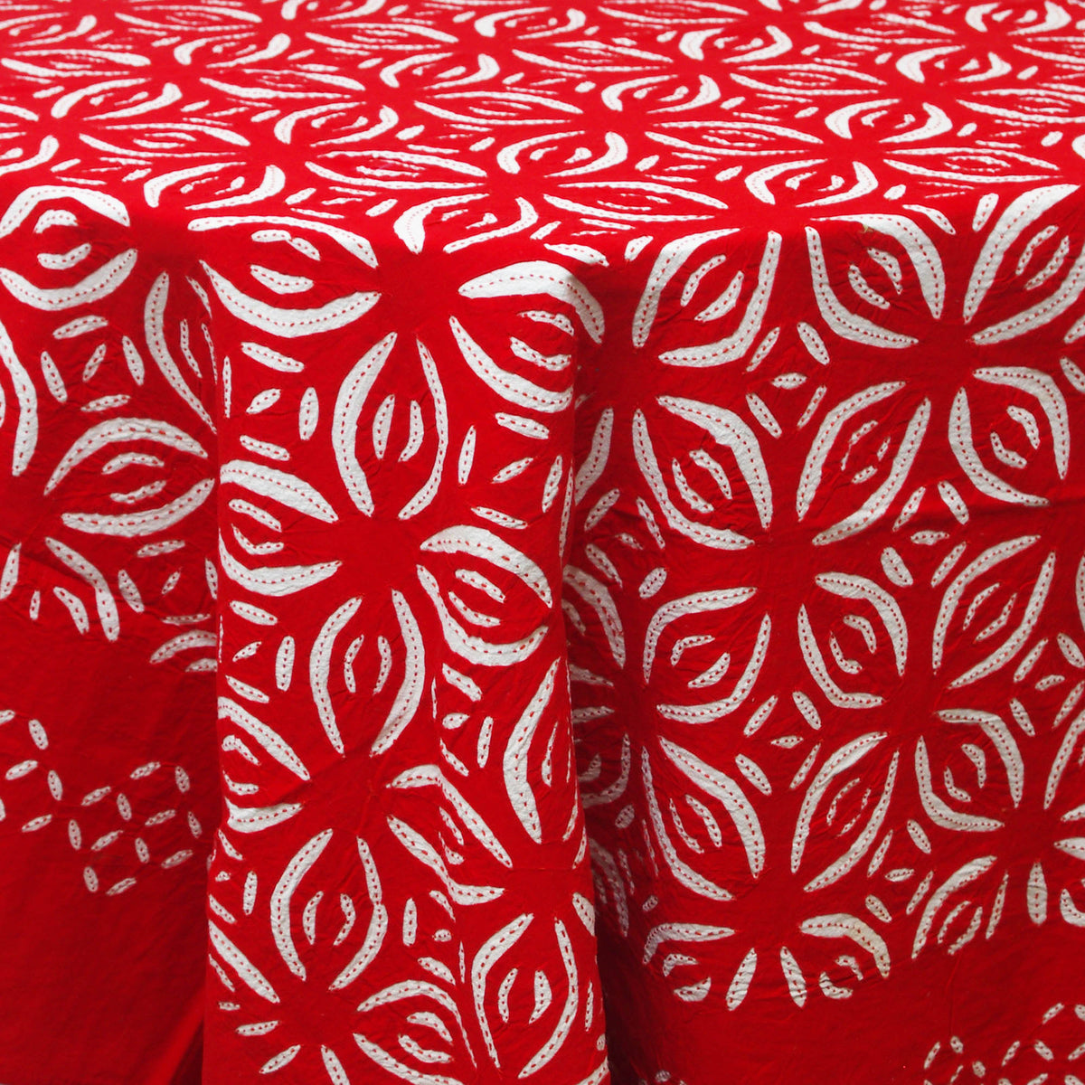 Red Applique Cutwork Cotton Indian Bedspread Bed sheet