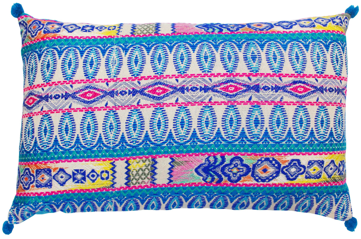 Pack of 2 Oblong Handloom Cotton Pillow Covers - Blue