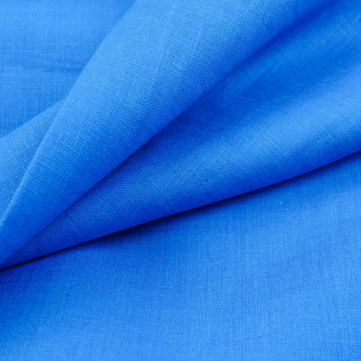 Washed Plain Pure Linen Fabric (Width 58'') - Blue