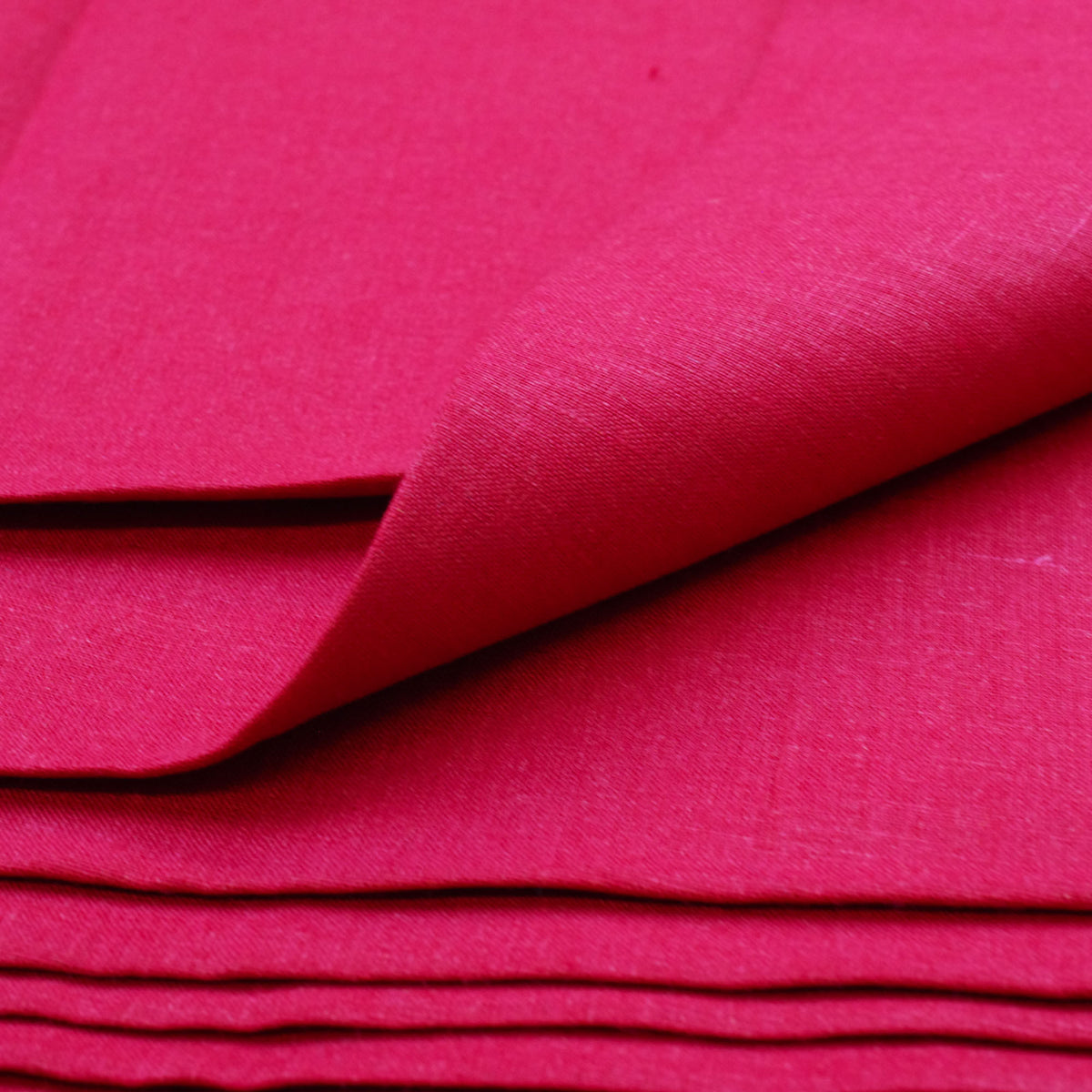 Washed Plain Pure Linen Fabric (Width 58'') - Magenta Red