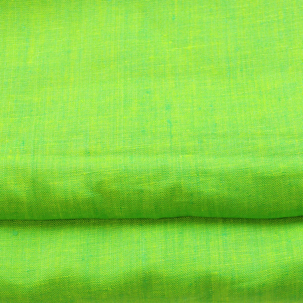 Washed Plain Pure Linen Fabric (Width 58'') - Lime Green