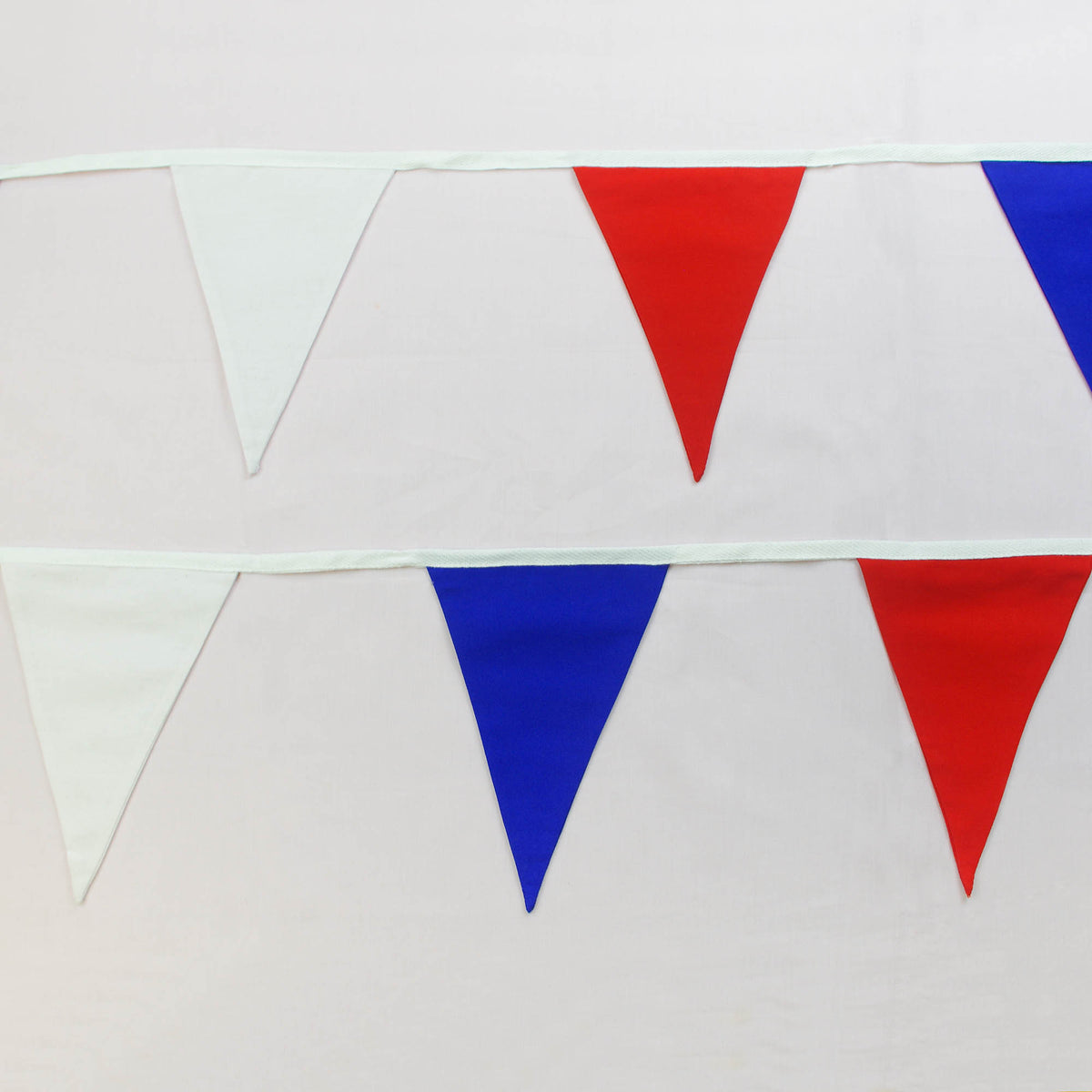 Red White and Blue Plain Fabric Bunting Banner, 3M, 5M & 10M