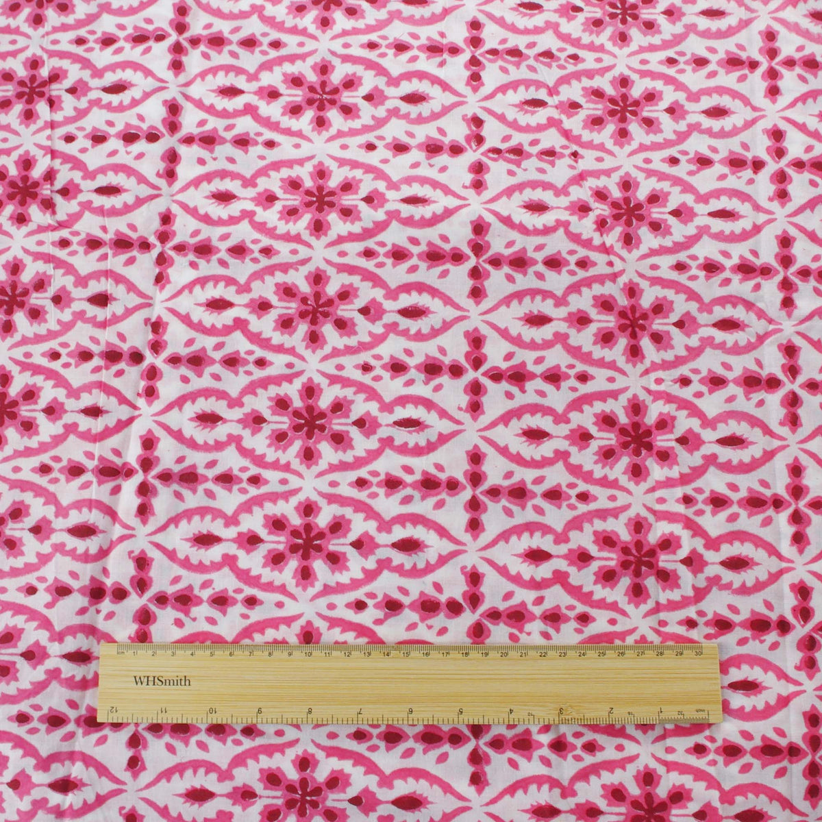 Indian Hand Block Print Pink Snowflake 100% Cotton Women Dress Fabric Design 49