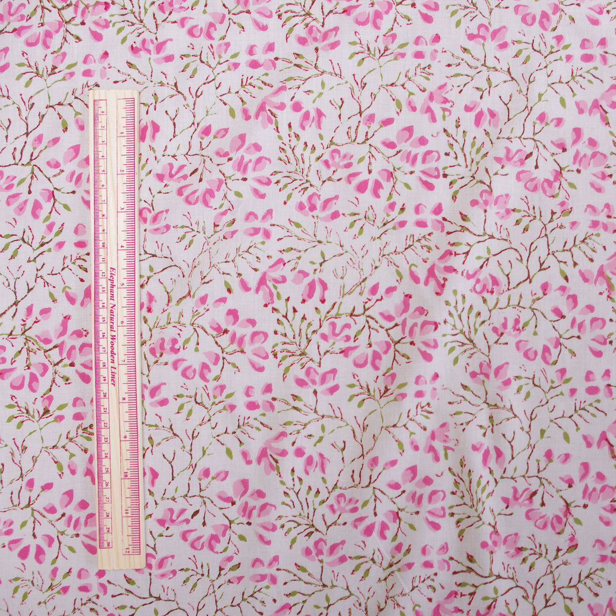 Indischer Handblock 100% Baumwolle Rosa Weiß Blumen Damen Kleid Stoffdesign 95