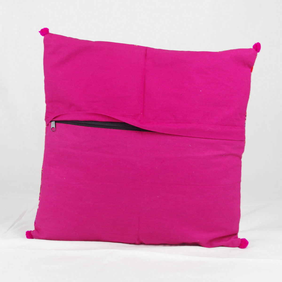 Bohemian Handloom Cotton Cushion Cover - Pink Red