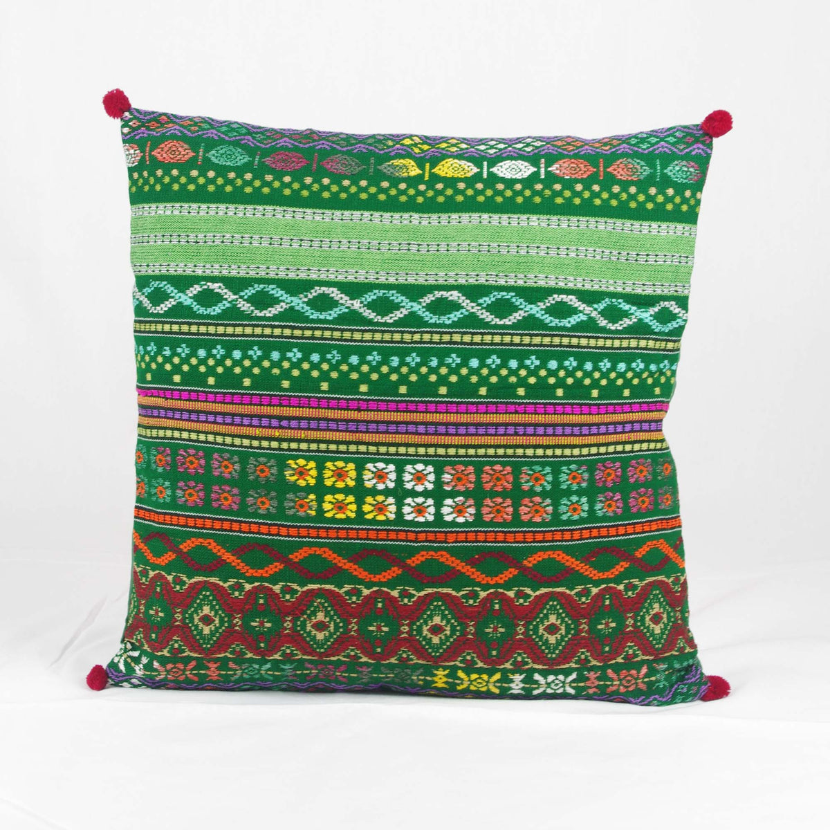 Bohemian Handloom Cotton Cushion Cover - Green