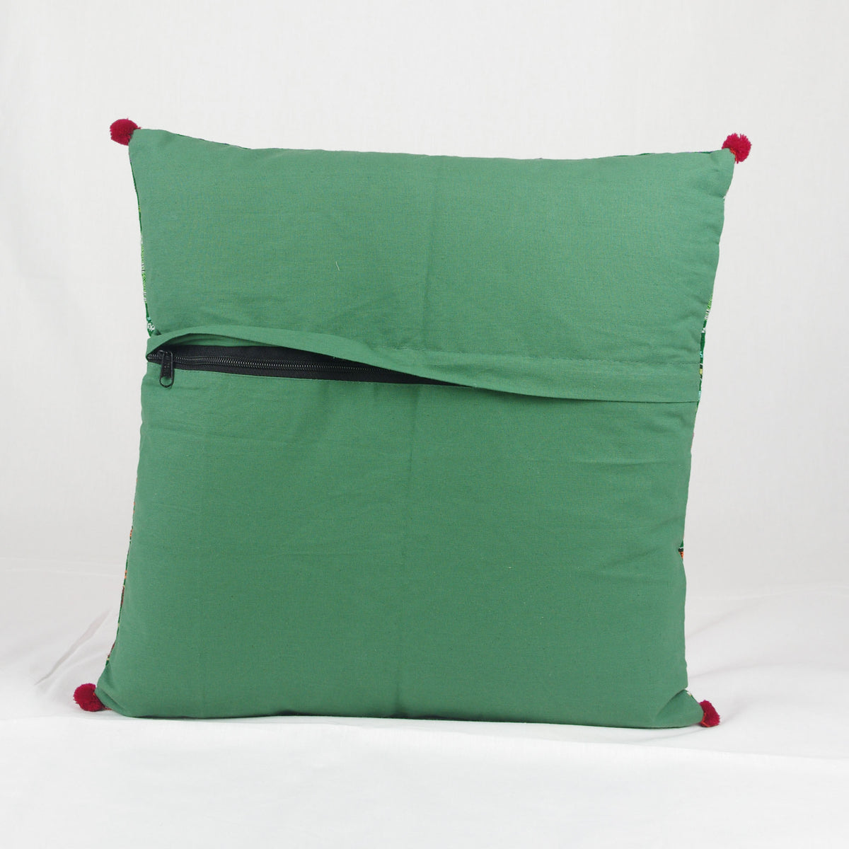 Böhmischer handgewebter Kissenbezug aus Baumwolle - Grün