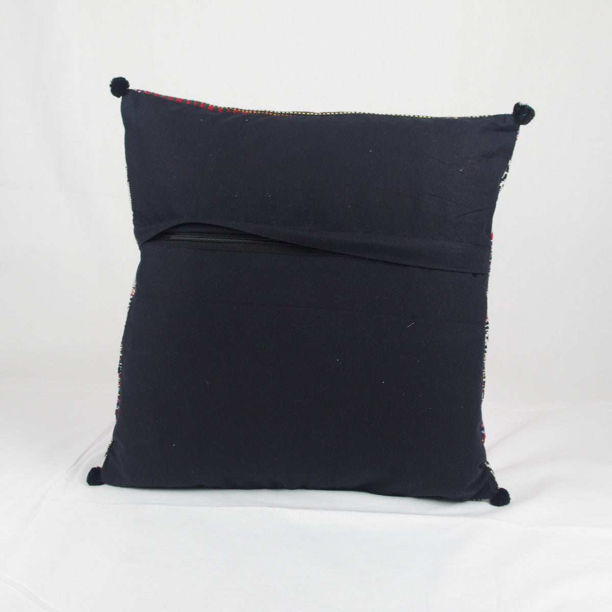Böhmischer handgewebter Kissenbezug aus Baumwolle - Schwarz abstrakt