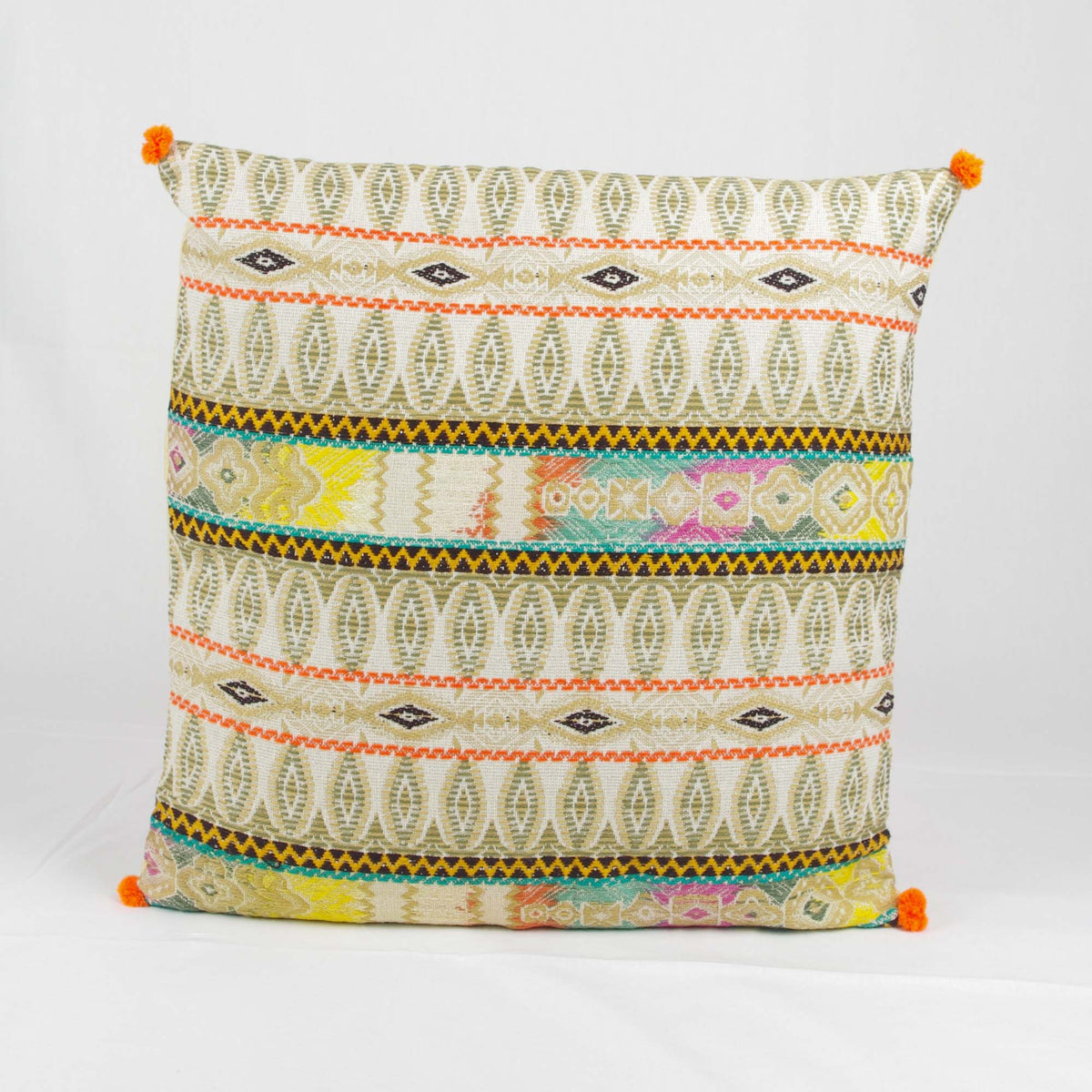 Bohemian Handloom Cotton Cushion Cover - Beige / Cream