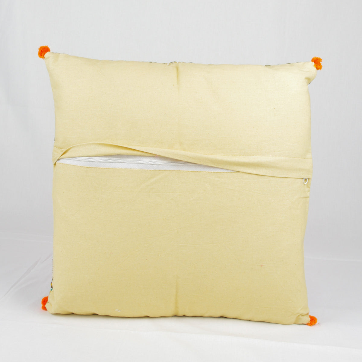 Bohemian Handloom Cotton Cushion Cover - Beige / Cream