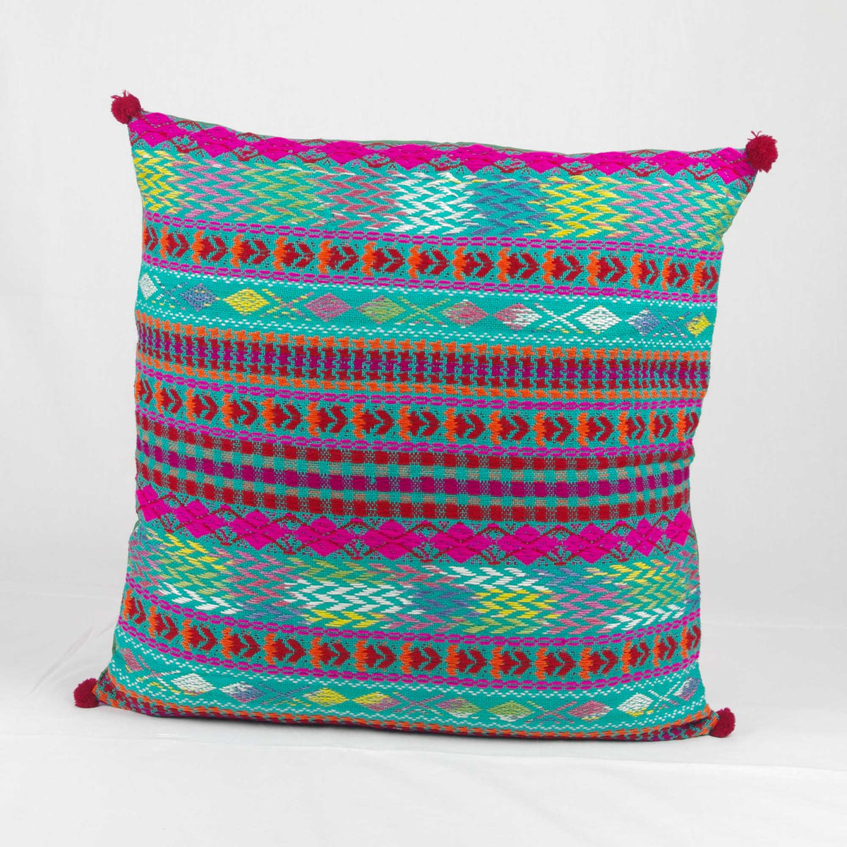 Bohemian Handloom Cotton Cushion Cover - Multicolour Green