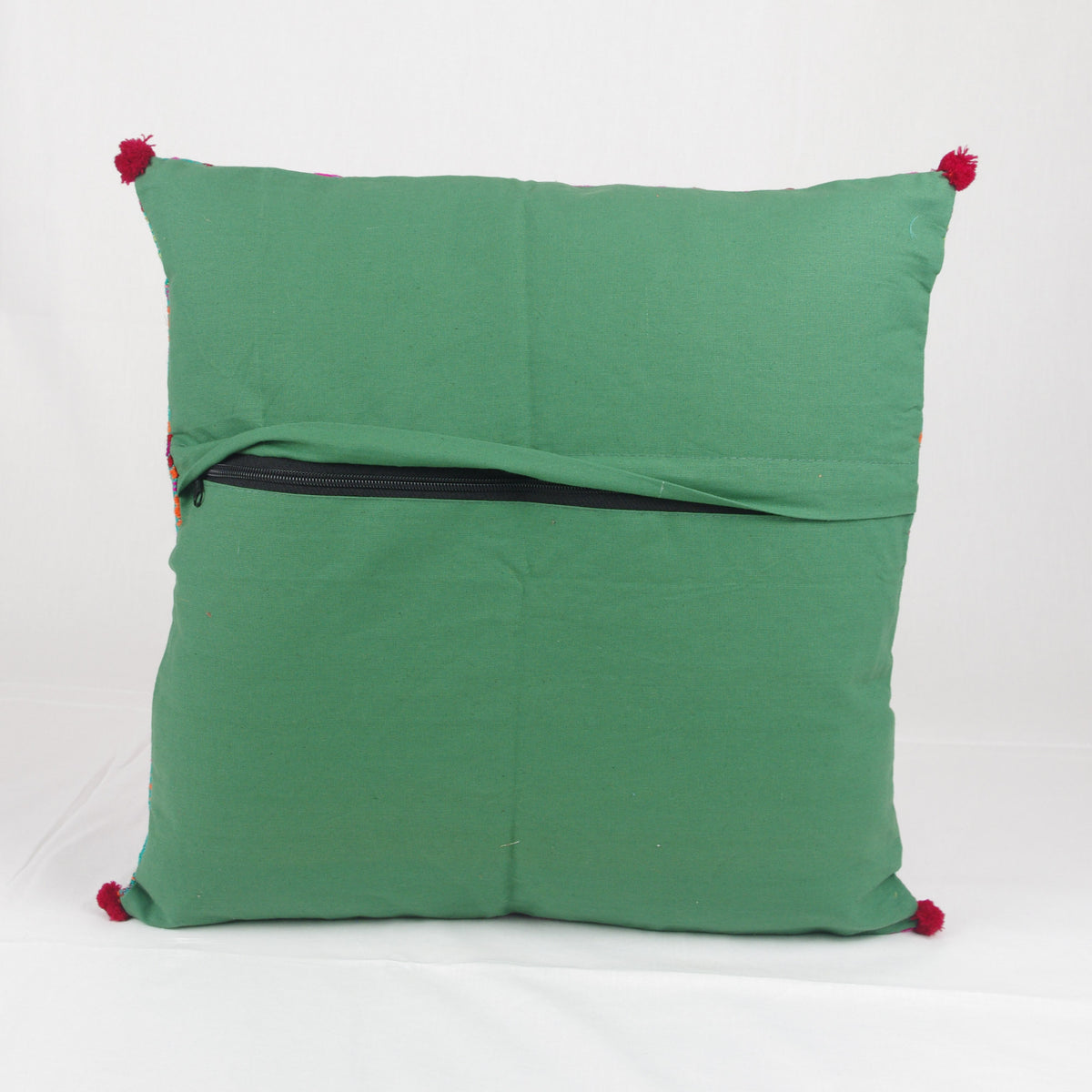 Bohemian Handloom Cotton Cushion Cover - Multicolour Green