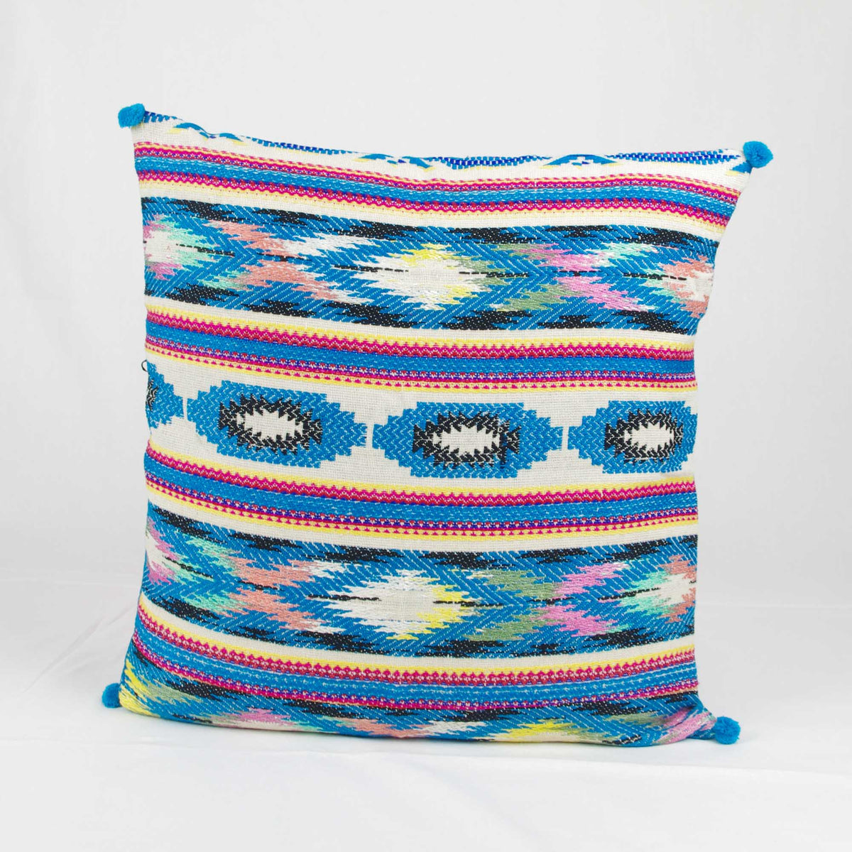 Bohemian Handloom Cotton Cushion Cover - Blue Abstract