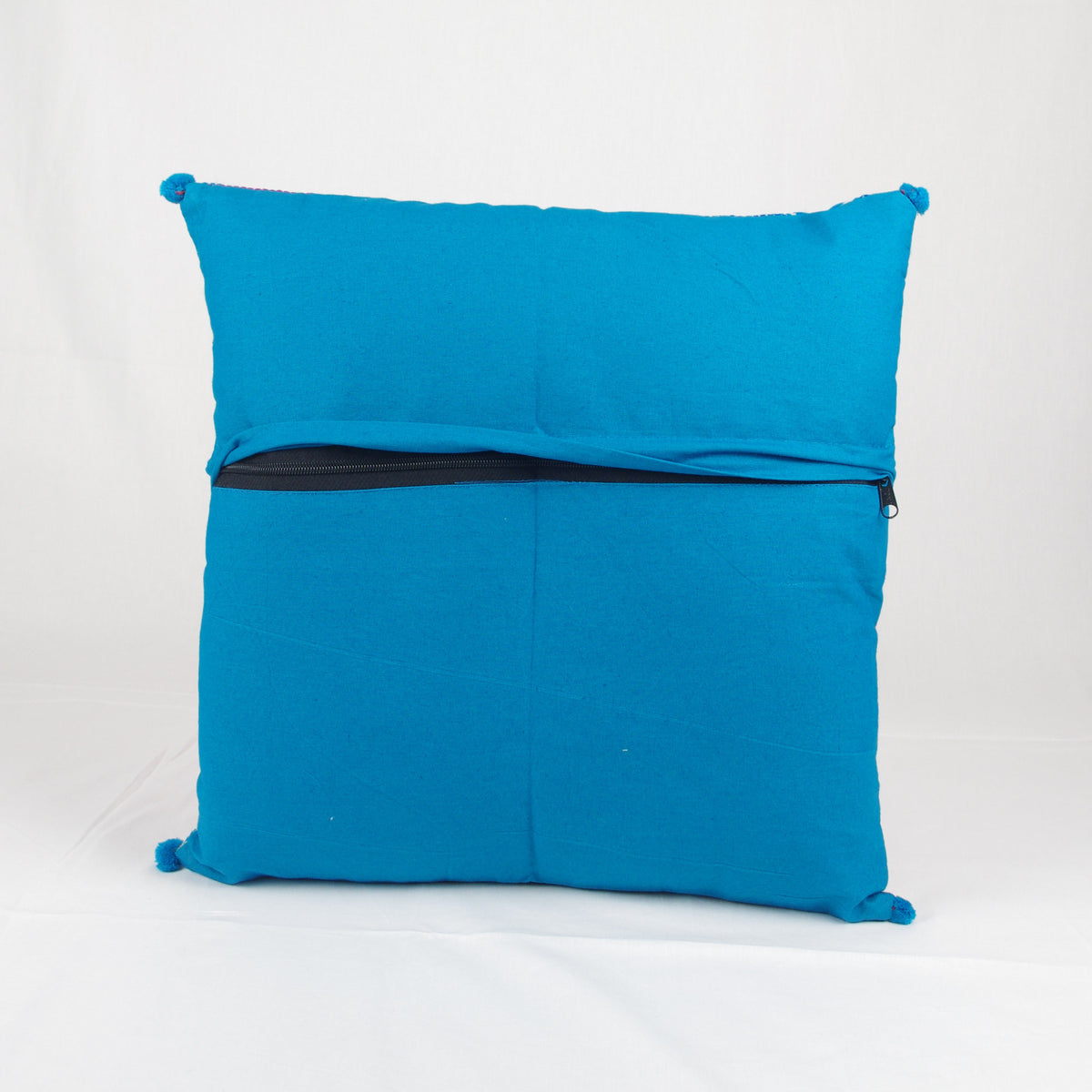 Böhmischer handgewebter Kissenbezug aus Baumwolle - Blue Abstract