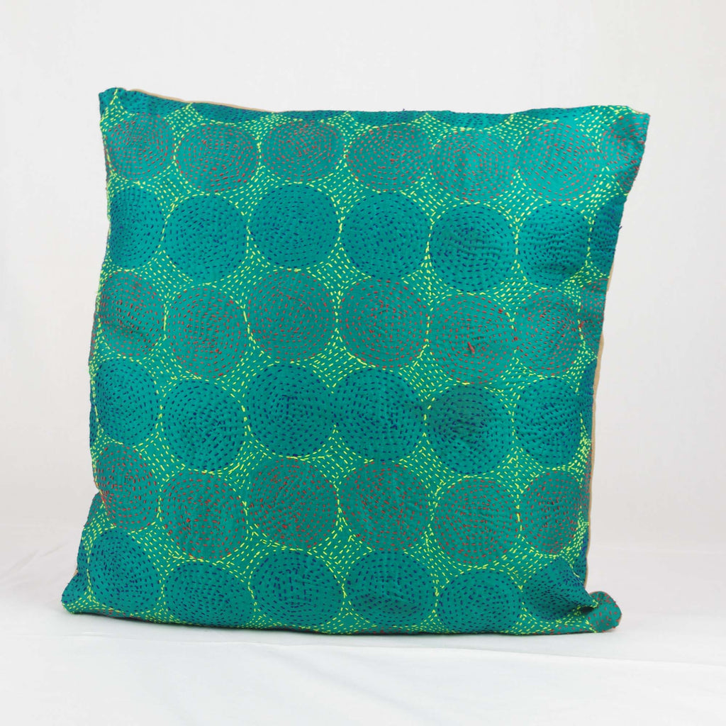 Silk Cotton Kantha Handmade Cushion Cover – Kantha Decor