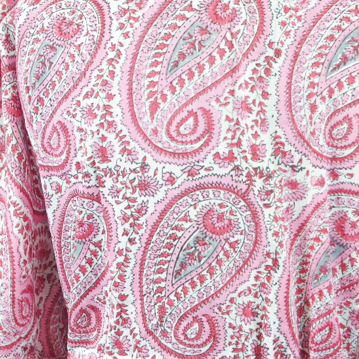 Short Cotton Coverup Kaftans - Pink Paisley