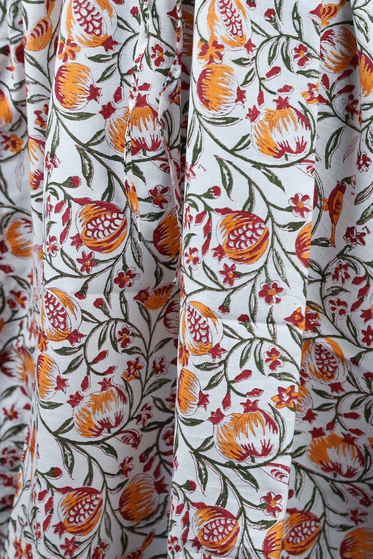 Block Printed Cotton Coverup / Kaftans - Tropical Orange