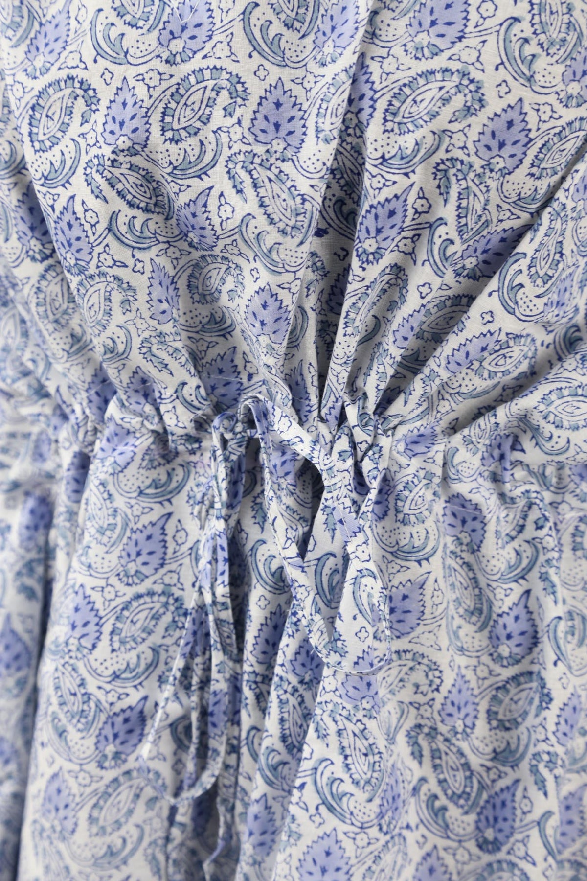 Block Printed Cotton Coverup / Kaftans - Blue Leaves