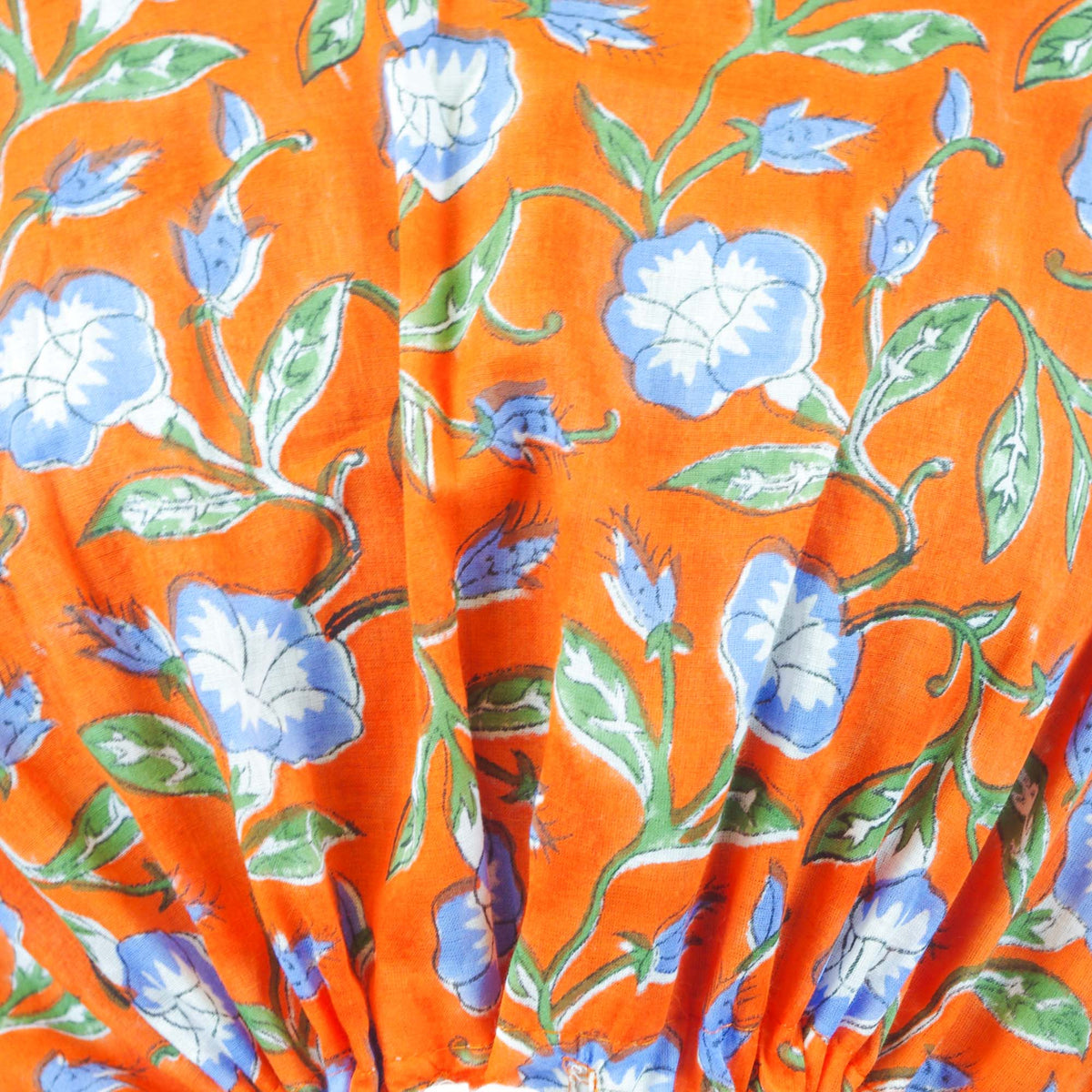 Short Cotton Coverup Kaftans - Orange Floral