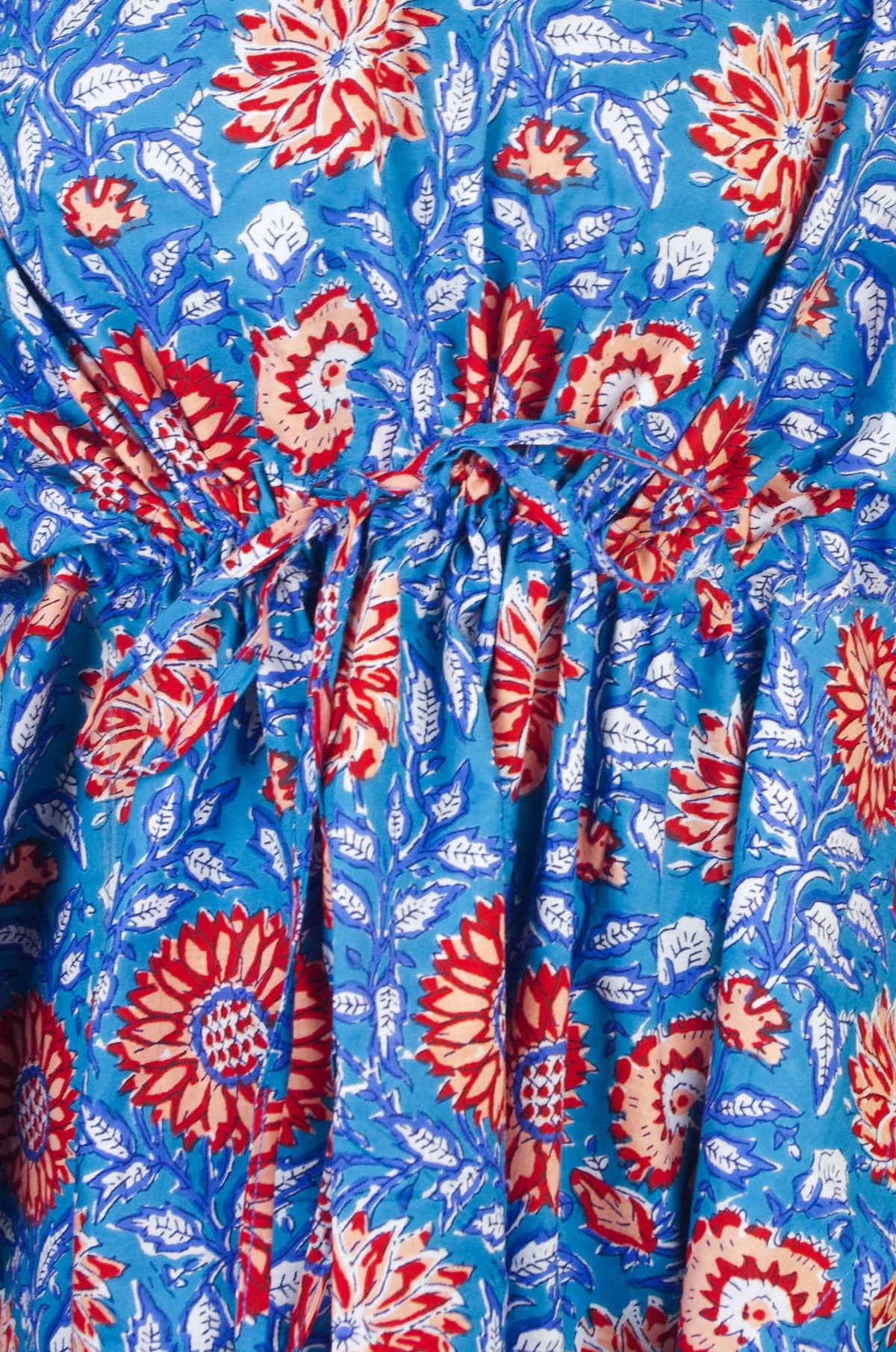 Block Printed Cotton Coverup / Kaftans - Blue Floral