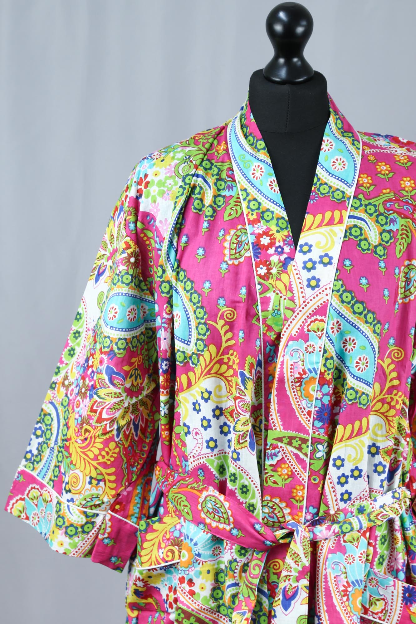 Lightweight Short Cotton Robe - Women's Kimono Robe - Blue – Elle and Willow