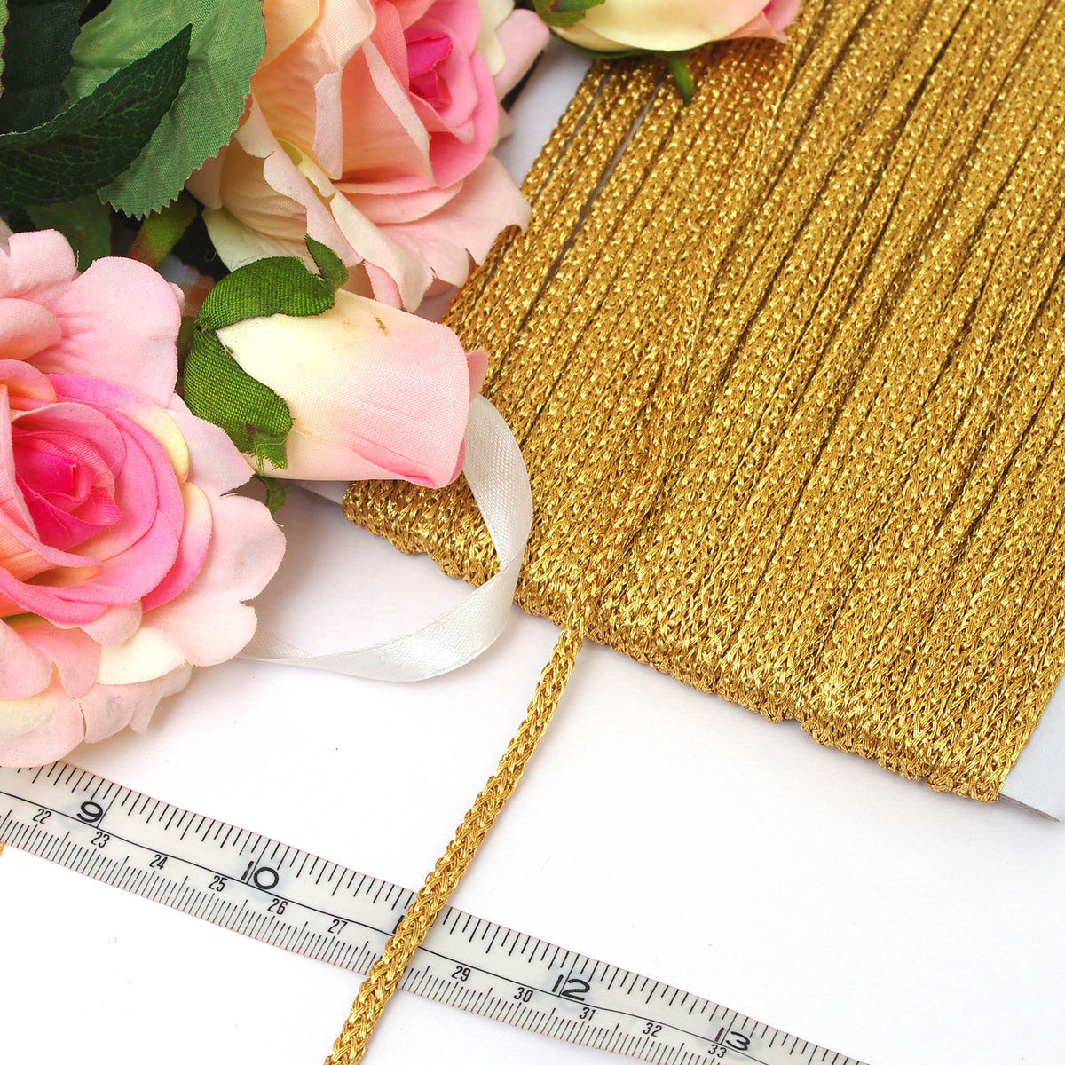 Zari Gold Rope Style Lace Braided Trim By The Meter