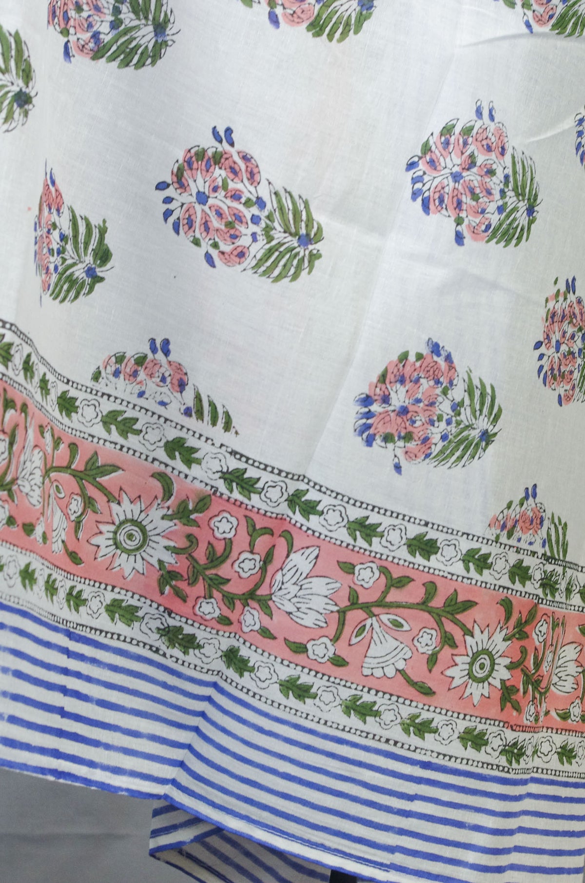 Beach Coverup Sarong Pareo - White Pink Foliage