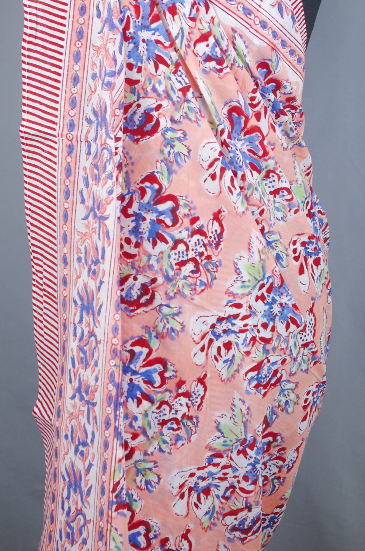 Beach Coverup Sarong Pareo - Coral Pink Floral
