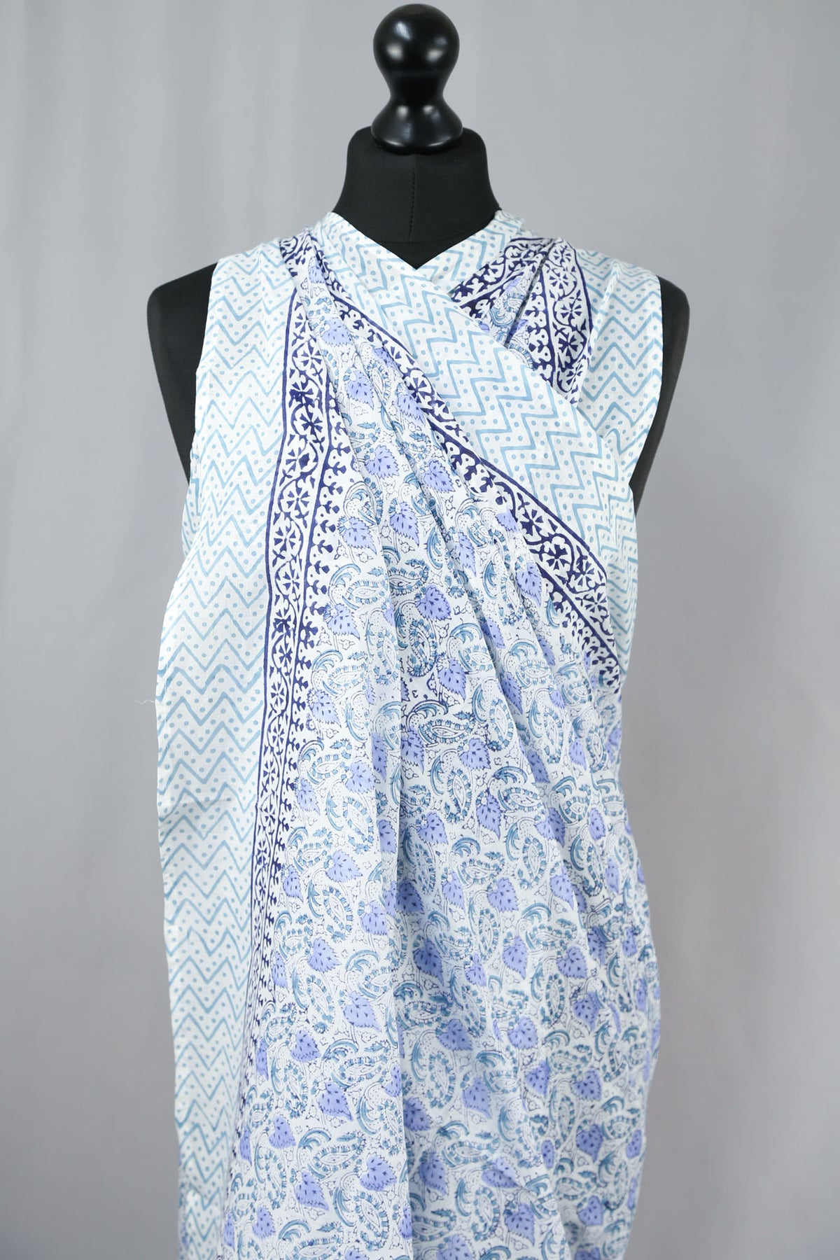 Beach Coverup Sarong Pareo - Blue Leaves