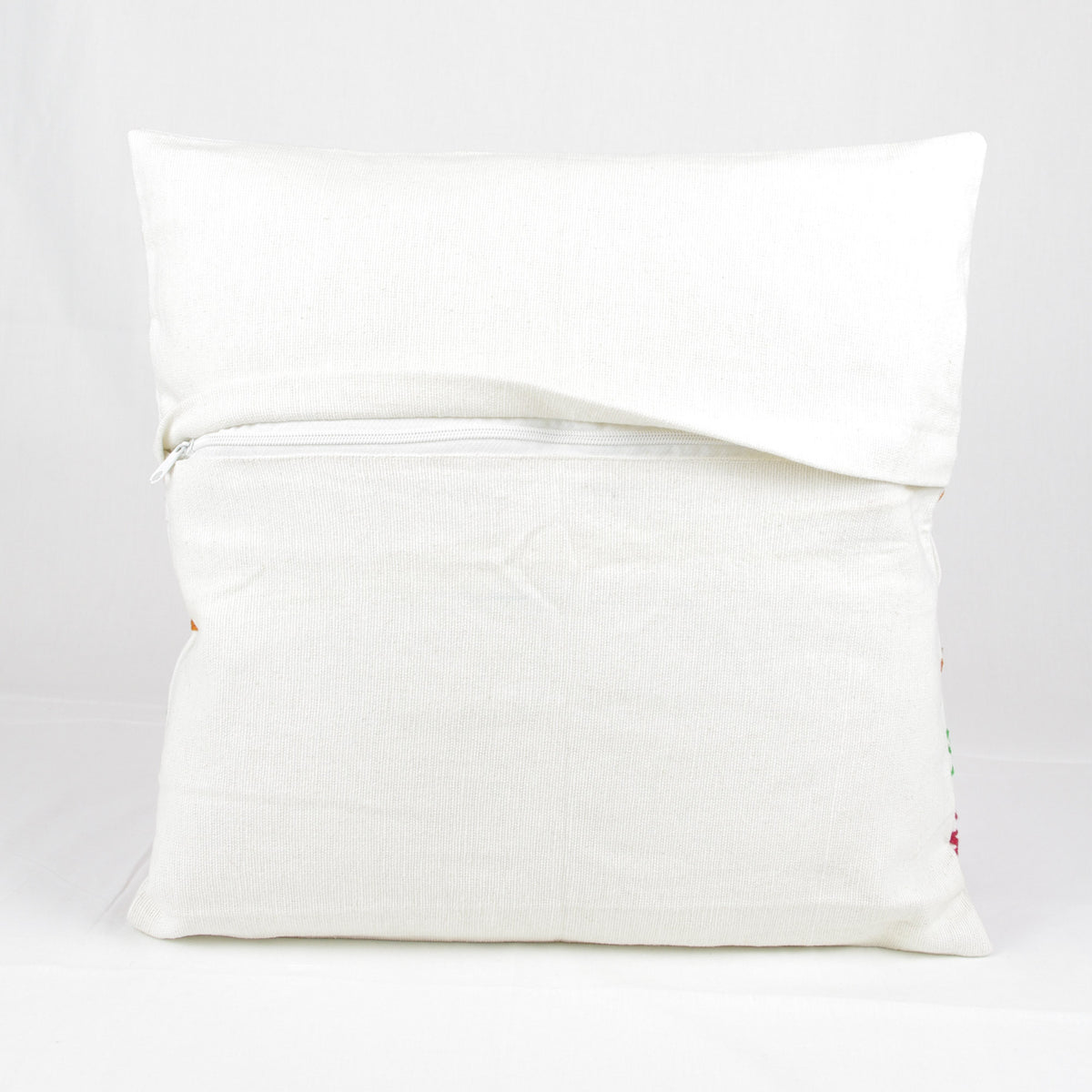 Suzani Woolen Embroidered Cotton Cushion Cover - White Floral