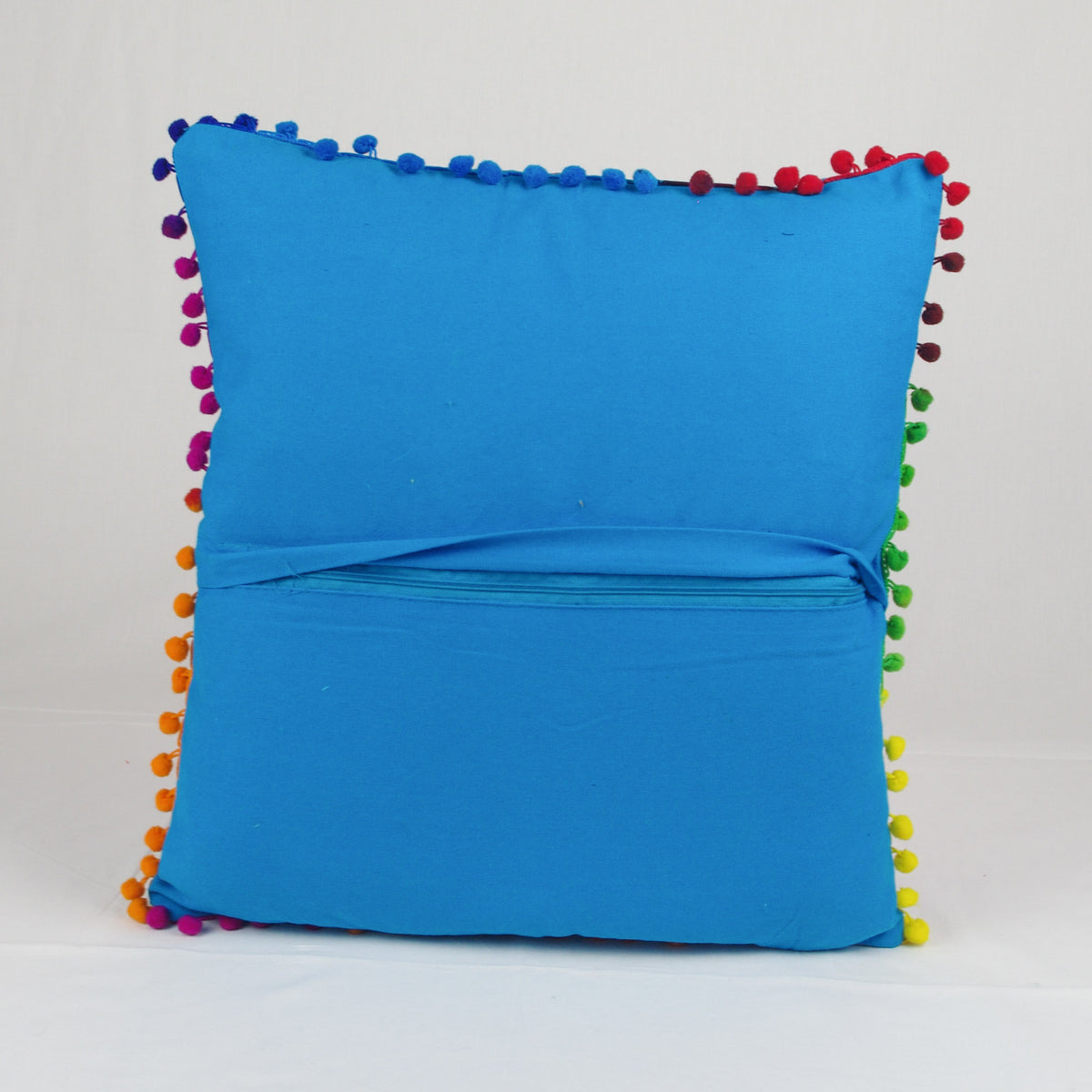 Suzani Woolen Embroidered Cotton Square Cushion Cover - Blue