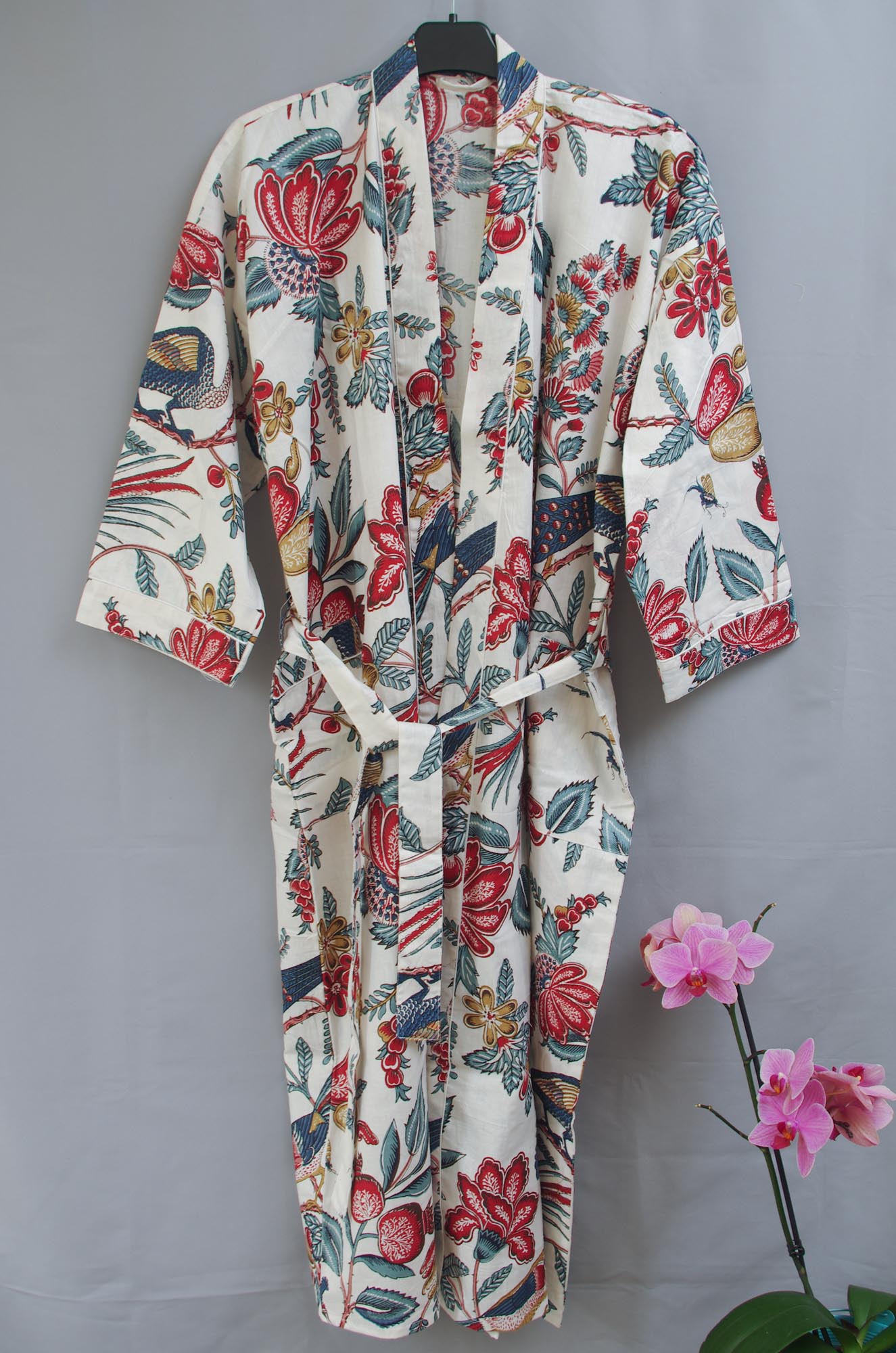 Tropical print cheap dressing gown