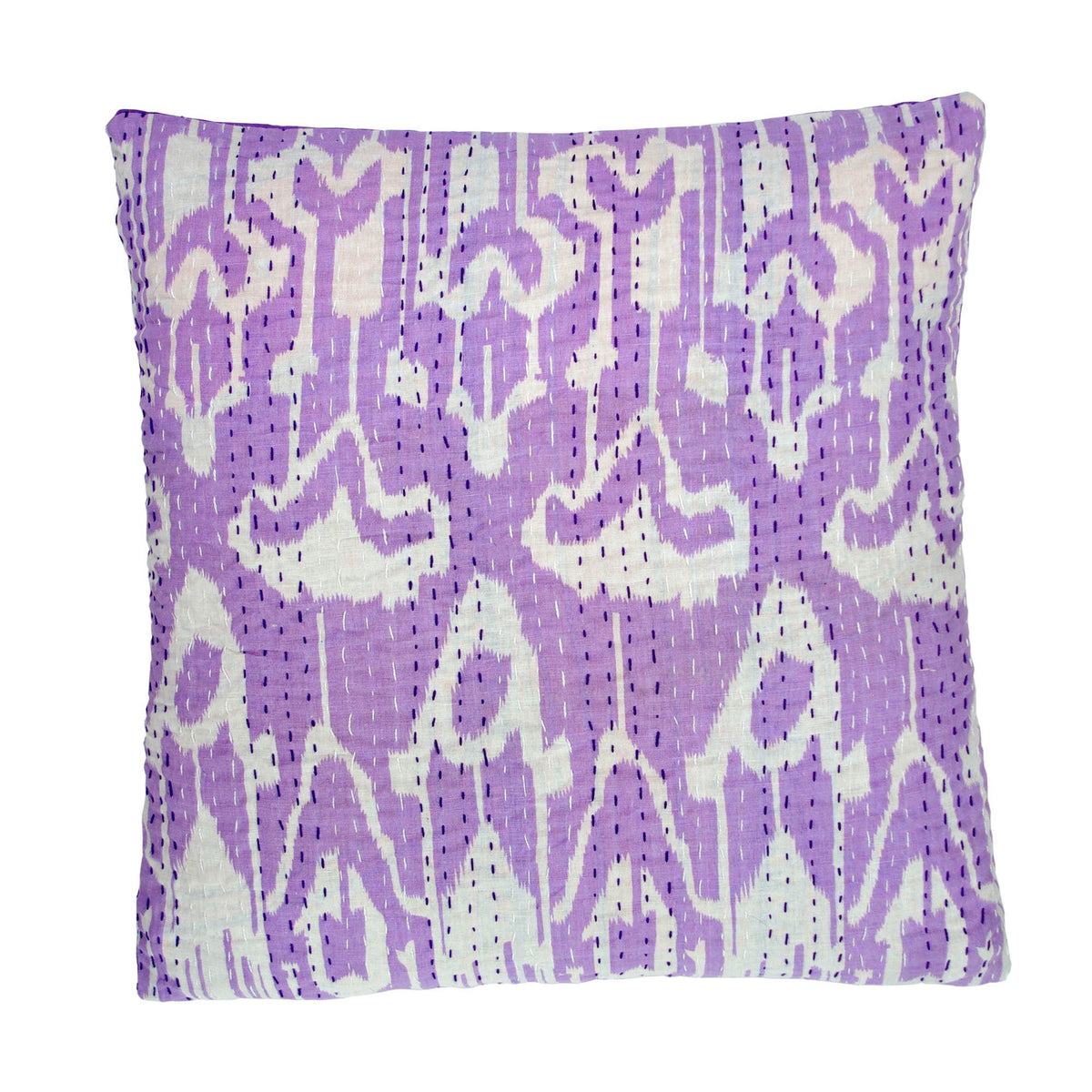 Indian Home Decor Cotton Handmade Purple Ikat Kantha Cushion Covers 40 Cm ##5-Kantha Decor