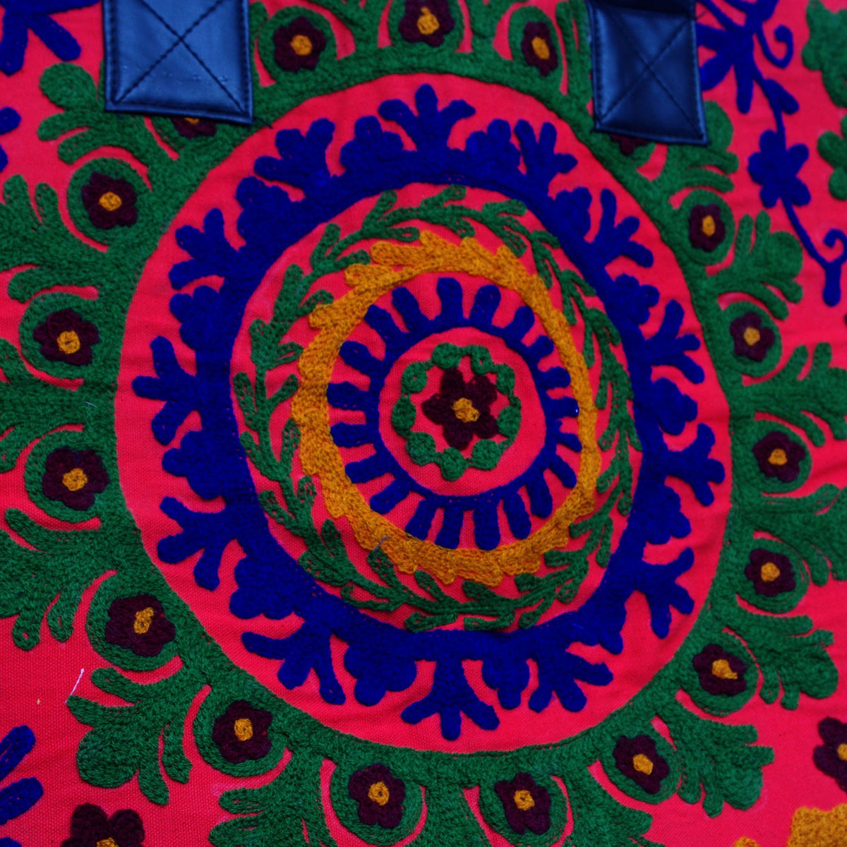 Suzani Embroidered Indian Handwork Multicoloured Tote Shoulder bag Beach bag-Kantha Decor